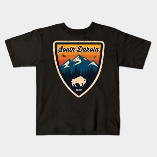 South Dakota 1889 Buffalo Wild Mountains Nature Kids T-Shirt